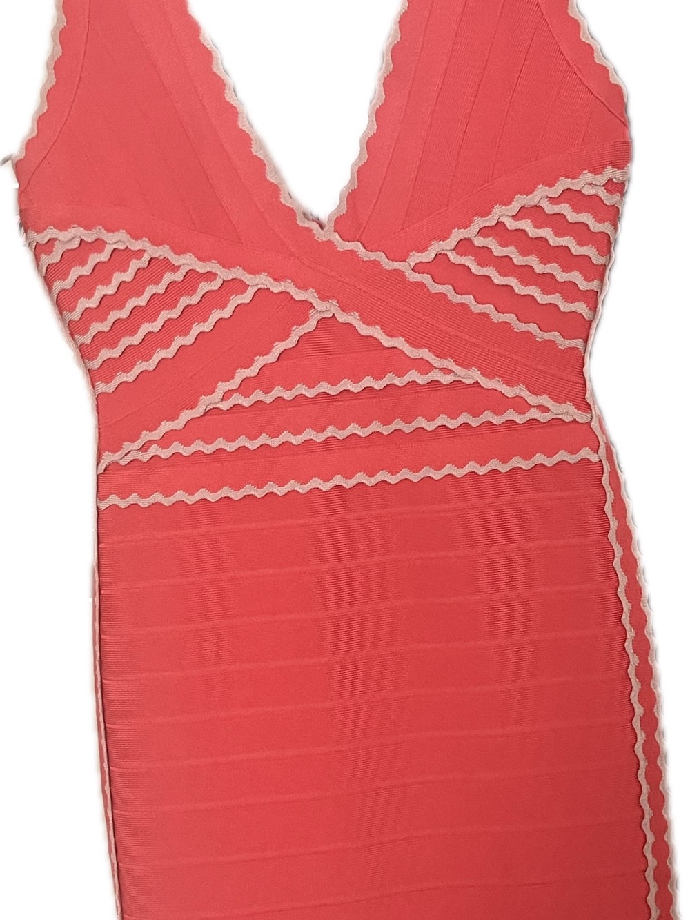 Vintage Herve Ledger Coral bandage Scalloped Trim Slip Dress